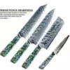 **Awabi Complete Kitchen Knife 4 Pc Set - With Abalone In Resin Handles And Mosaic Pin - AUS-10 Damascus Steel -tools Sales Shop Abalonecollage