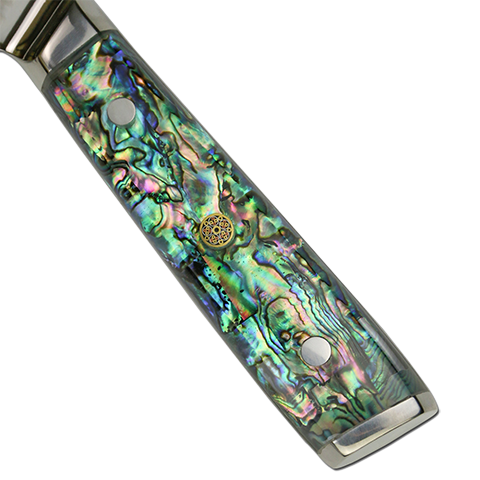 **Awabi Complete Kitchen Knife 4 Pc Set - With Abalone In Resin Handles And Mosaic Pin - AUS-10 Damascus Steel 2 **Awabi Complete Kitchen Knife 4 Pc Set - With Abalone In Resin Handles And Mosaic Pin - AUS-10 Damascus Steel - Image 2
