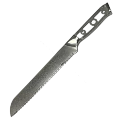 * VG10 Raindrop Pattern - Bread Knife Serrated Blank - 13" AOL - VG10 Damascus