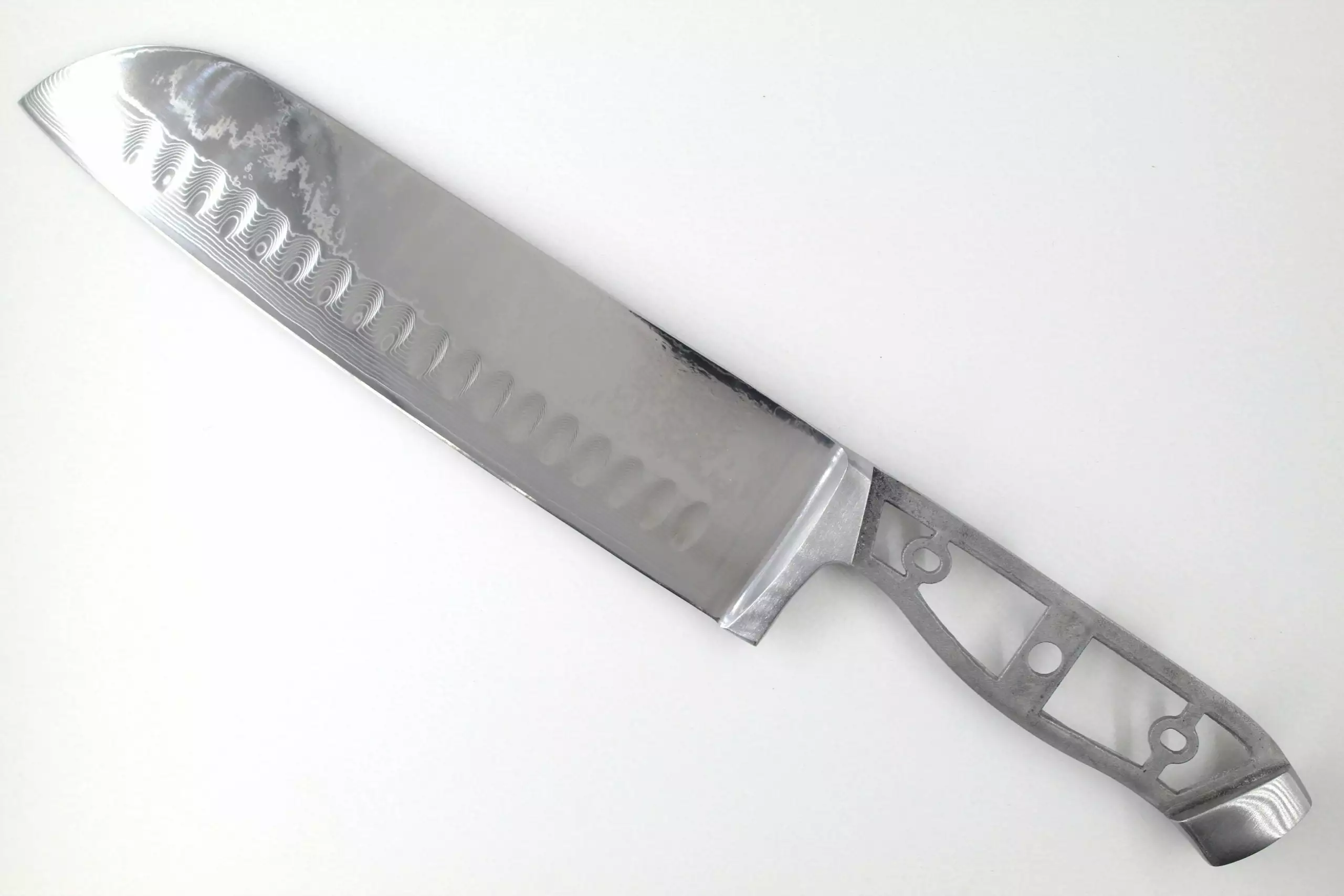 * VG10 Wave Pattern - Santoku Chef Knife Blank - 13.5" OAL - 8" Cut - VG10 Damascuss 1 * VG10 Wave Pattern - Santoku Chef Knife Blank - 13.5" OAL - 8" Cut - VG10 Damascuss