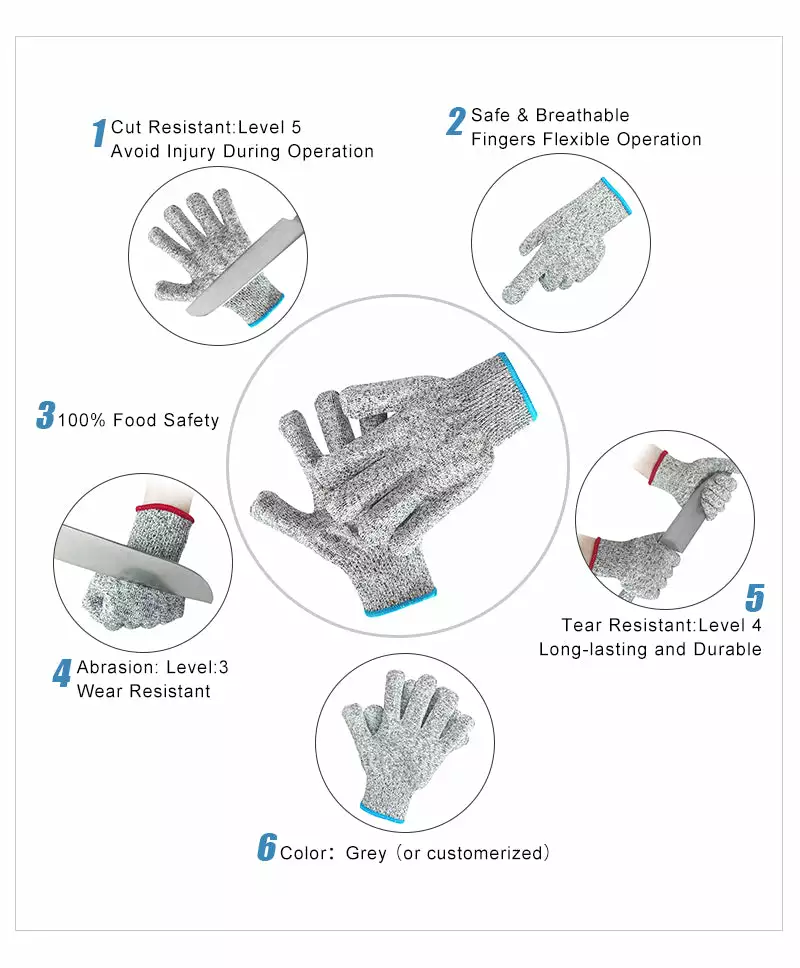 Victorinox Siza Brand - Custom Level 5 HPPE Food / Safety Anti Cut Gloves - Cut Resistant - Size: XL 5 Victorinox Siza Brand - Custom Level 5 HPPE Food / Safety Anti Cut Gloves - Cut Resistant - Size: XL - Image 5