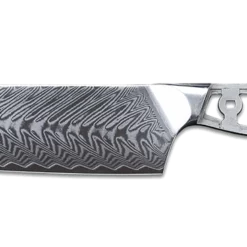 * VG10 Fish Bone Pattern - Santoku Chef Knife Blank - Flat Side - 12" OAL - 7" Cut