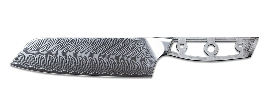 * VG10 Fish Bone Pattern - Santoku Chef Knife Blank - Flat Side - 12" OAL - 7" Cut 1 * VG10 Fish Bone Pattern - Santoku Chef Knife Blank - Flat Side - 12" OAL - 7" Cut