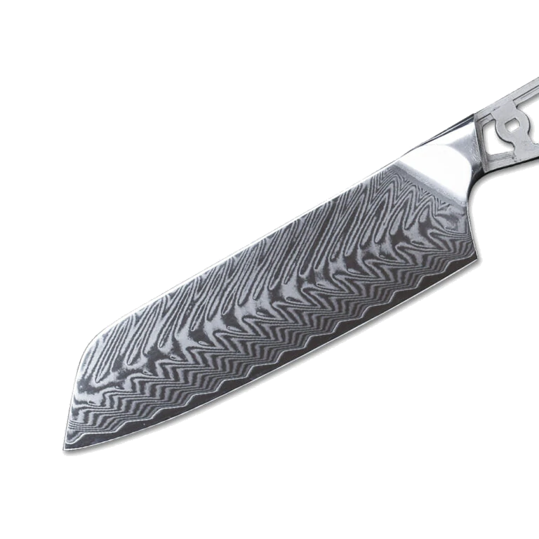 * VG10 Fish Bone Pattern - Santoku Chef Knife Blank - Flat Side - 12" OAL - 7" Cut 2 * VG10 Fish Bone Pattern - Santoku Chef Knife Blank - Flat Side - 12" OAL - 7" Cut - Image 2