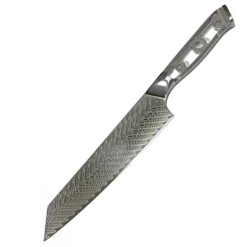 * VG10 Feather Pattern - Kiritsuke Knife Blank - 13.5" OAL 8.5" Cut