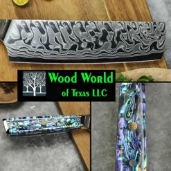 Awabi Nakiri Knife - Complete Knife With Abalone In Resin Handles And Mosaic Pin - AUS-10 Damascus Steel -tools Sales Shop Nakiricollage480x480