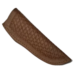 Knife Sheath Leather - SHWW600 - PBW - 1.5" Opening And A 5 1/4" Length - Peanut Brittle Basket Weave