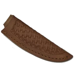 Knife Sheath Leather - SHWWA-PBW - 3/4" Opening And A 3.75" Length - Peanut Brittle Basket Weave