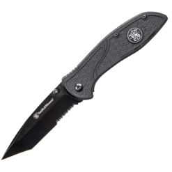 Smith & Wesson Tanto Linerlock Assisted Opening 3.5" Black Blade Stainless Steel Blue Handle
