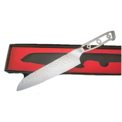 * VG10 Hammered Pattern - Santoku Chef Knife Blank - 12" OAL - 7" Cut - VG10 Damascus