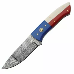 *Texas Pride Damascus Fixed Blade W/ Leather Sheath