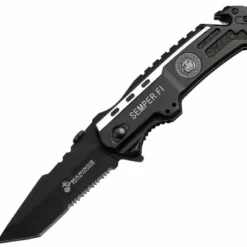 Marines" Rescue Knife Limited Edition - Black 3.5 Edge 1/2 Serrated - Mtech USA