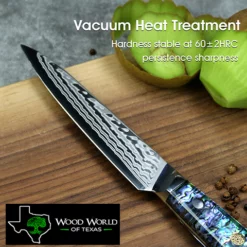 Awabi Utility Knife - Complete Knife With Abalone In Resin Handles And Mosaic Pin - AUS-10 Damascus Steel -tools Sales Shop Utilityabalone3480x480