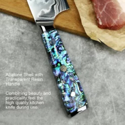 Awabi Gyuto Chef Knife - Complete Knife With Abalone In Resin Handles And Mosaic Pin - AUS-10 Damascus Steel 10 Awabi Gyuto Chef Knife - Complete Knife With Abalone In Resin Handles And Mosaic Pin - AUS-10 Damascus Steel -tools Sales Shop chefabalone3480x480