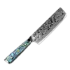 Awabi Nakiri Knife - Complete Knife With Abalone In Resin Handles And Mosaic Pin - AUS-10 Damascus Steel -tools Sales Shop nakiricomplete1480x480