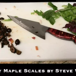 Rockin Chef Knife Blank - Ugly Blade Knife Works Patented Chef Knife -tools Sales Shop rockinchefwmapledyedhandle2